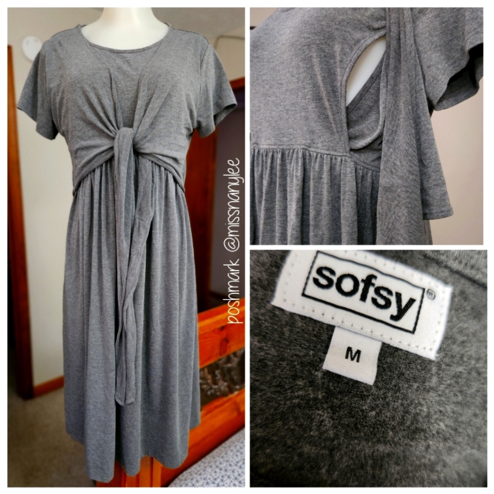 Sofsy Gray Nursing Dress